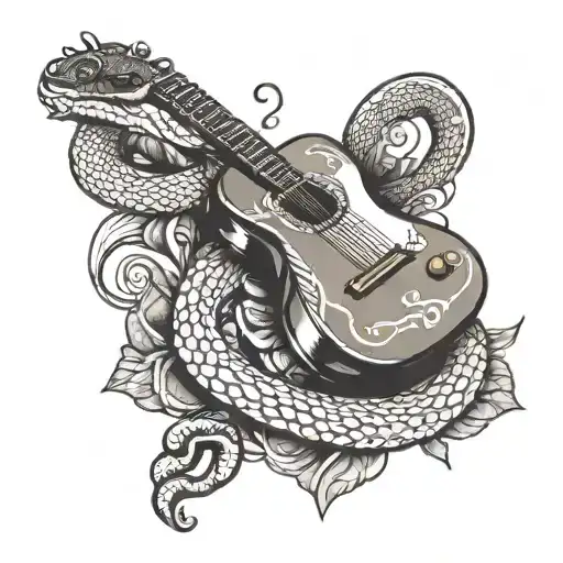 Snake Wrapping Around A Guitar