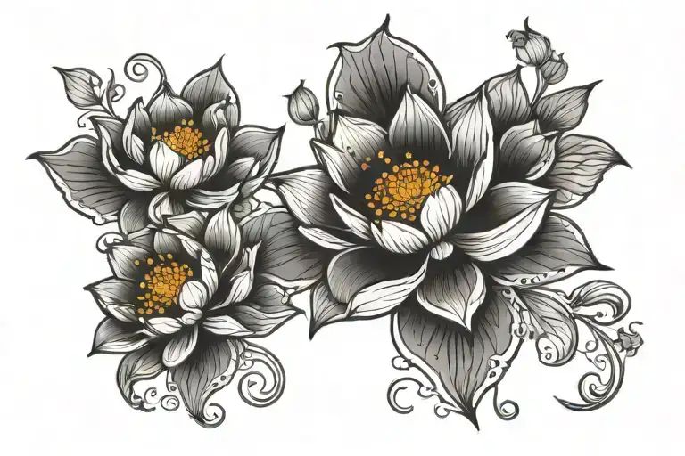 Lotus With Poppy Flowers