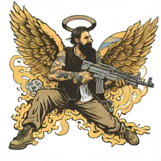 Angel Apuntando Con Un Ak47