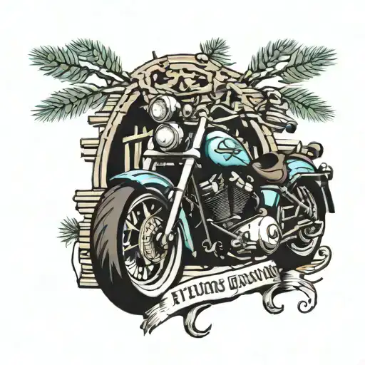 House Pine Tree Harley Davidson Motorcycle