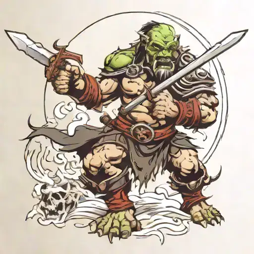 Orc Warrior Battling