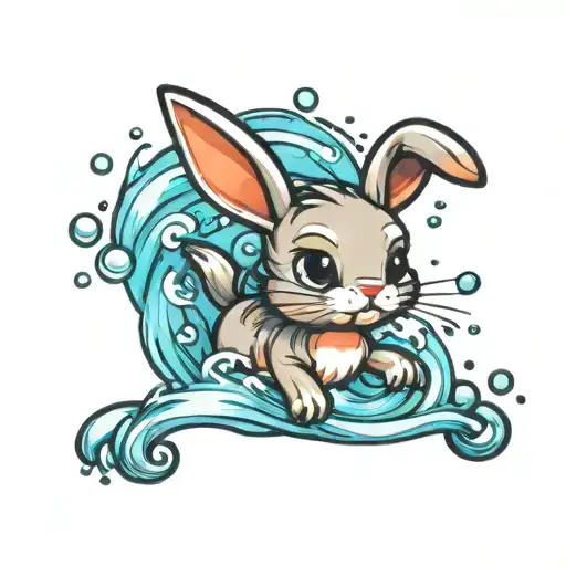 Chibi Bunny Jumping Through Water