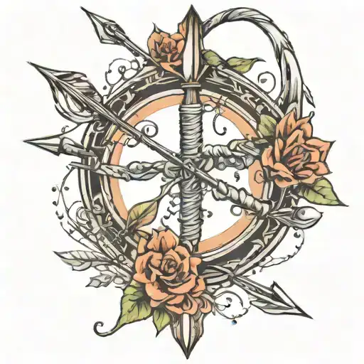 Only Bow And Arrow Tattoo Design
