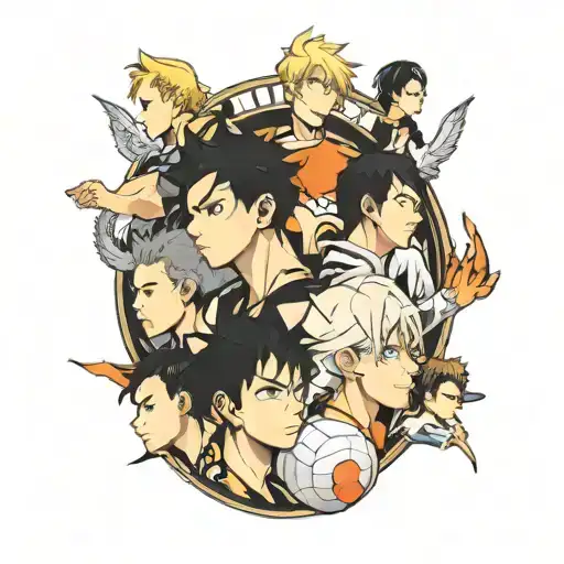 Black Hair Boy Short Blond Hair Haikyu Characters Surrounded