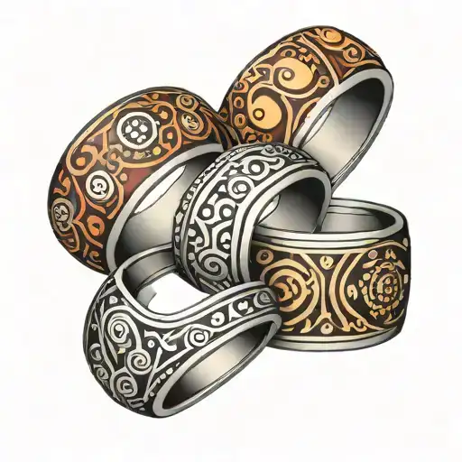 Ring Band Tattoo Featuring Aboriginal Dots And Lines