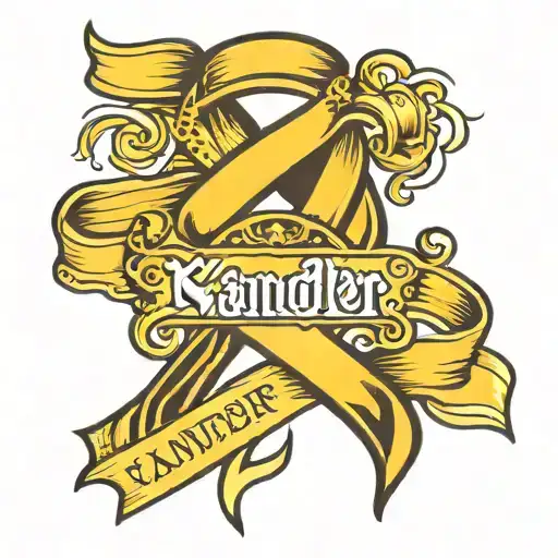 Yellow Cancer Ribbon With Name Xander