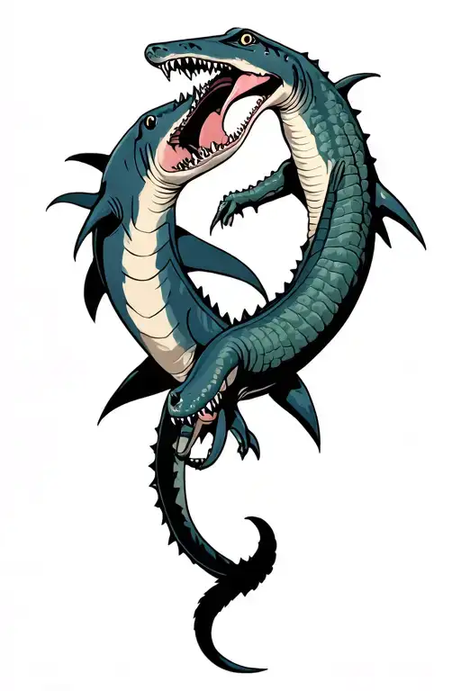 Shark And Crocodile Fighting Each Other