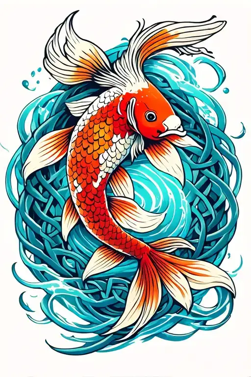 Celtic Knot Koi Fish Swimming