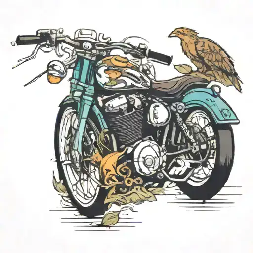A Motorcycle Themed Tattoo With A Touch Of Wild Animal Inspiration