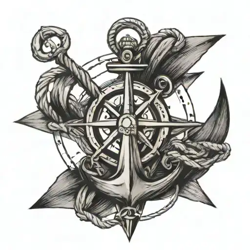 Anchor Compass Rope Intertwined