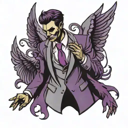 Shadow Angel In A Suit Purple Glow Background