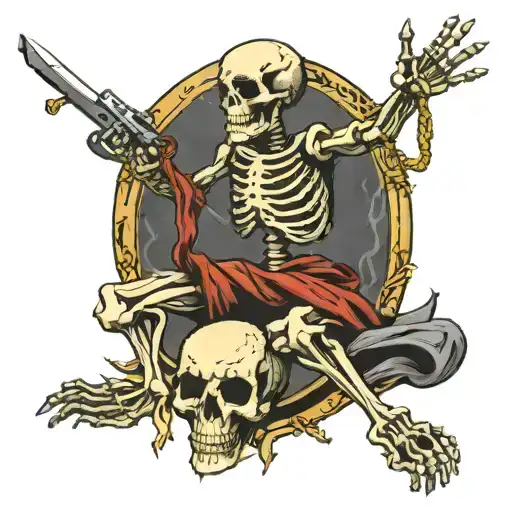 Skeleton Arms Raised With Weapons