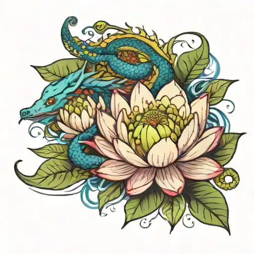 Water Lily With Dragons