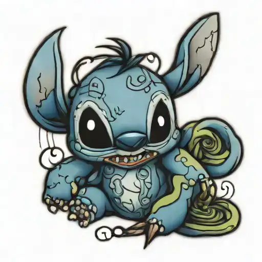 Realistic Stitch Tattoo Halloween Scary