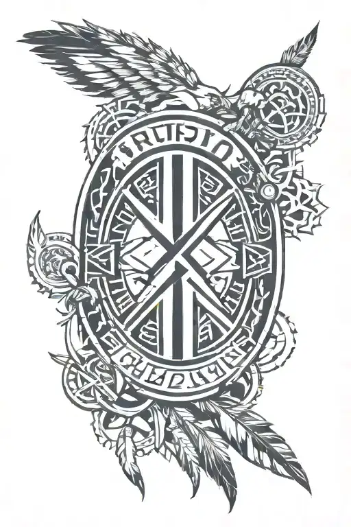 Colin Futhark Runic Name 'Konstantin' Surrounded By Native American