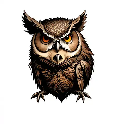 A Boar And A Owl In A Forest