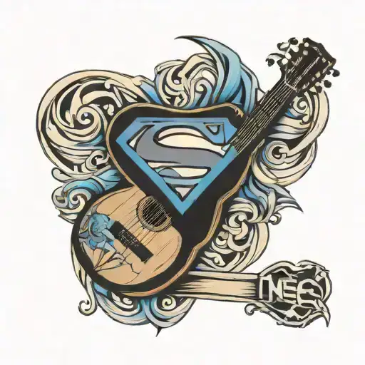 Superman Logo With An Acoustic Guitar