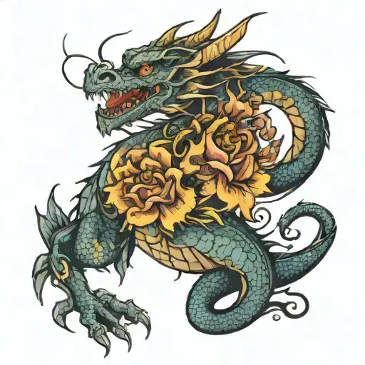 Dragon With Flowers More Real