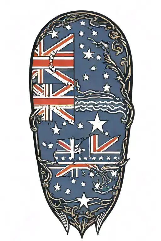 Australian Country Outline Filled With Flag