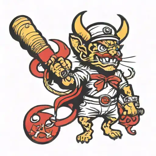 Sailor Jerry Little Devil Holding Baseball Bat