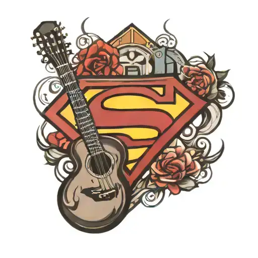 Superman Logo With An Acoustic Guitar