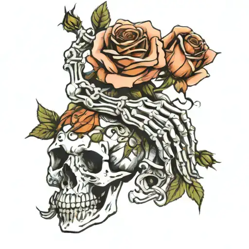Skeletons Hand Holding Wilting Rose