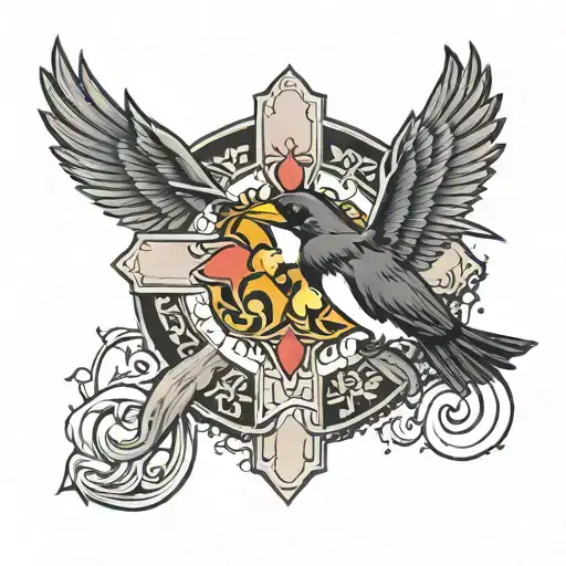 Christian Cross With Strong Penguin