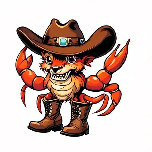 Cute Crawfush Wearing A Cowboy Hat And Boots