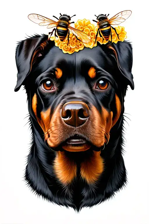 Rottweilers Eyes And Eyebrows With A Honey Bee Incorporated