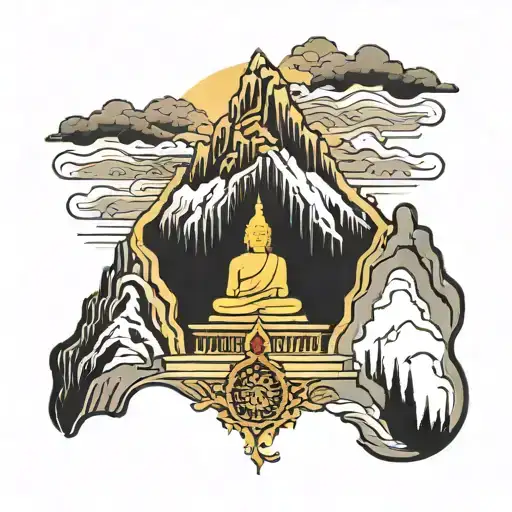 Buddhist Flag And Mountain Kailash