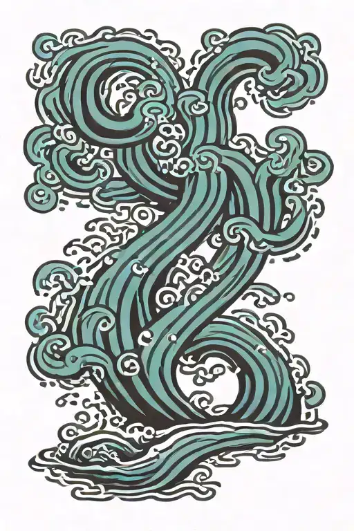 Keith Haring Inspired Tattoo Featuring Water Waves