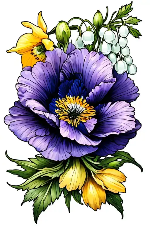 Peony Iris Daffodil Morning Glory Lily Of The Valley Poppy Forearm