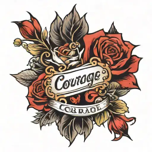 Flowers With Red And The Word Courage Across Them