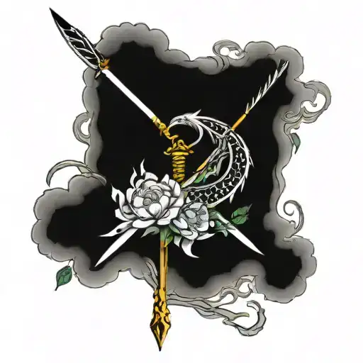 Dragon And Sword With Peony