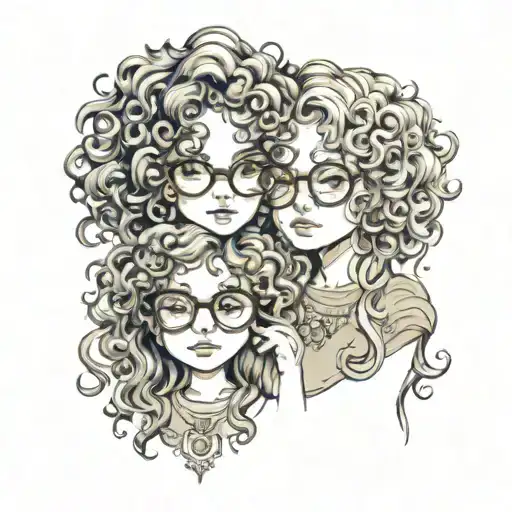 2 Little Girls With Glasses And Curly Hair