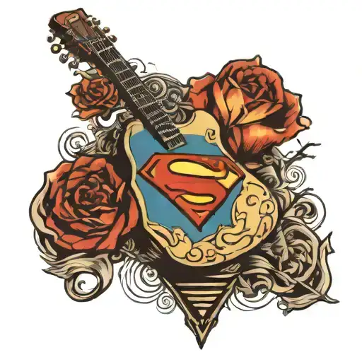 Superman Logo With An Acoustic Guitar