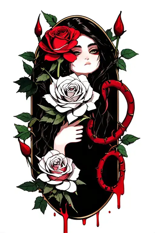 Snarke And Rose With Thorns And Little Blood Coming