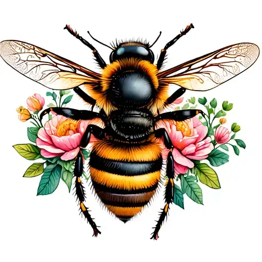 Bees With A Ring Of Flowers Wrapped