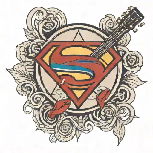 Superman Logo With An Acoustic Guitar