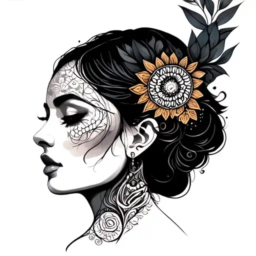 An Abstract Woman Inspired Design Incorporating Elements Of Universal Love And Spiritual Symbols