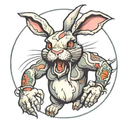 Angry Bunny Holding Hands In A Circle