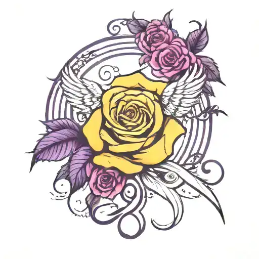 Angel Wings Purple Rose Infinity Symbol Name Amber