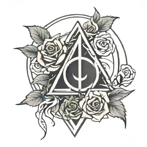 Deathly Hallows Symbol With Roses