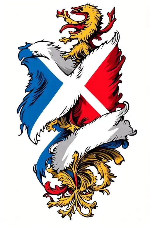 Scottish Flag Merging Into Dutch Flag