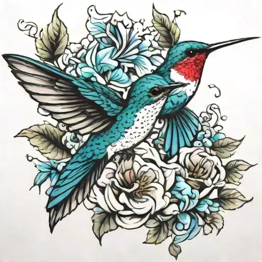 Hummingbird And Blue Butterfly
