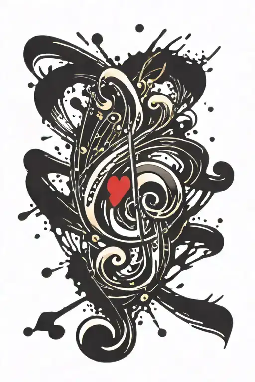 Music Note Heart With Splatter Paint