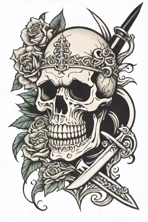 Skull And Dagger Half Sleeve