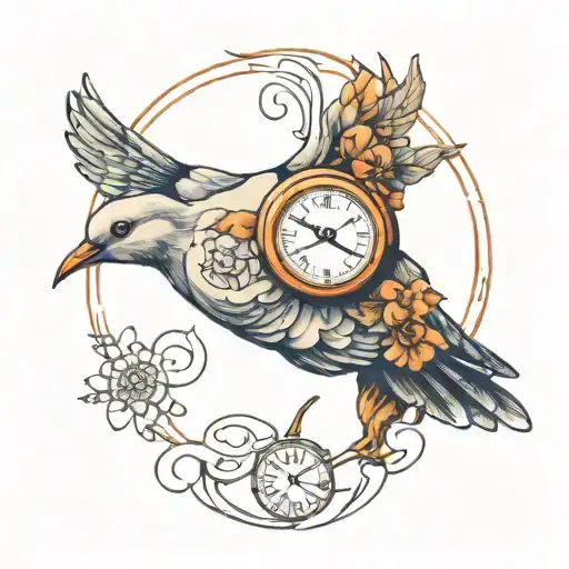Dove With Broken Clock And Date