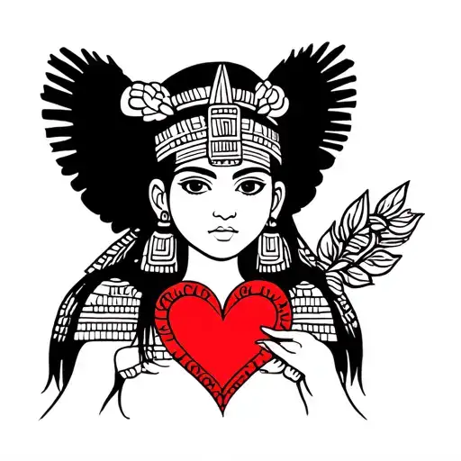 Mayan Girl Holding A Heart Shape