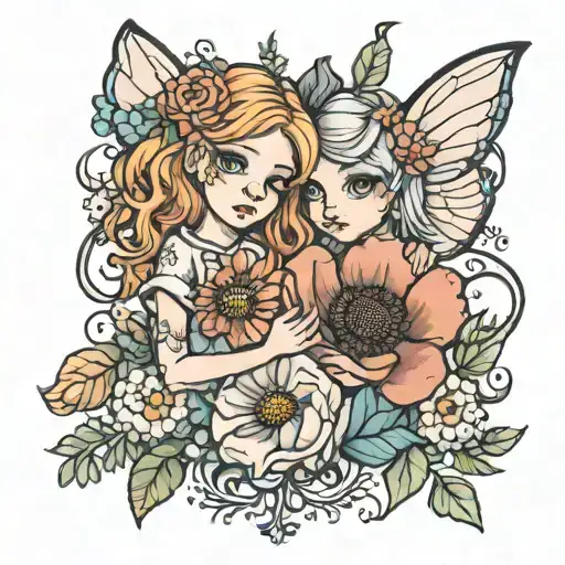 Poppy And Daisy Hugging